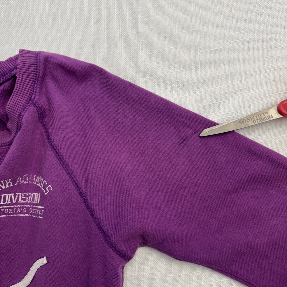 VTG Y2K Victorias Secret XS LIVE FOR PINK Crewneck Sweatshirt Dog Purple Trashed - Picture 5 of 12
